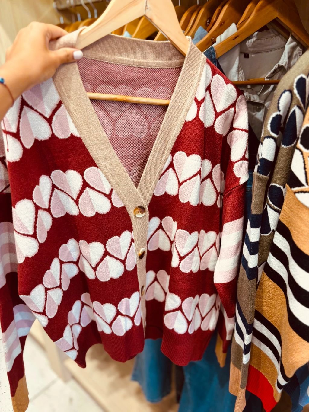 cardigan cuore rojo